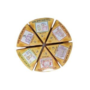 Vintage House Mouse Mini Jigsaw Puzzles Cheese Wheel Shaped Set of 6 Complete‎